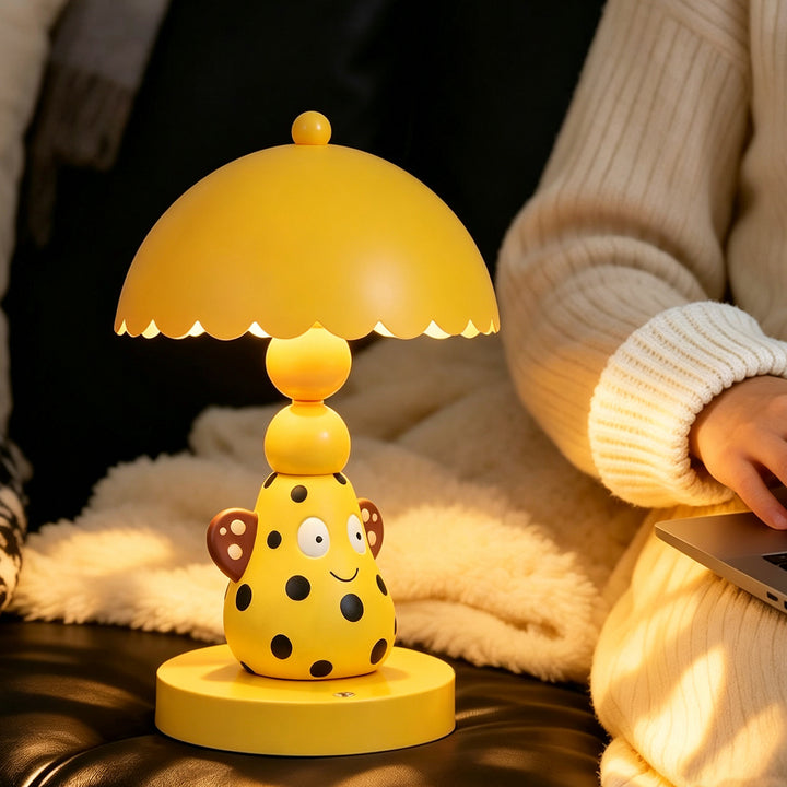 Bunte Birnen-Tischlampe mit Punktmuster