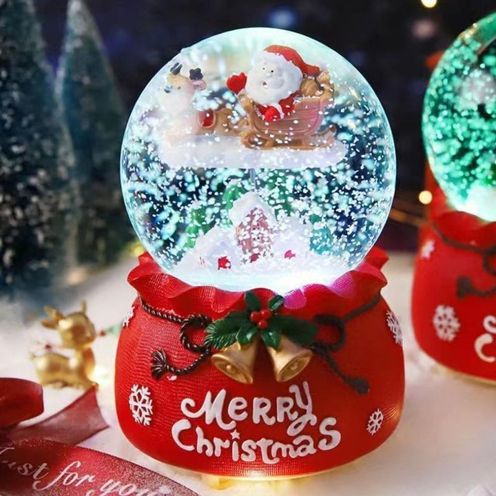 Weihnachtliche Schneekugel mit Musik und Licht