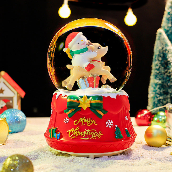 Weihnachtliche Schneekugel mit Musik und Licht