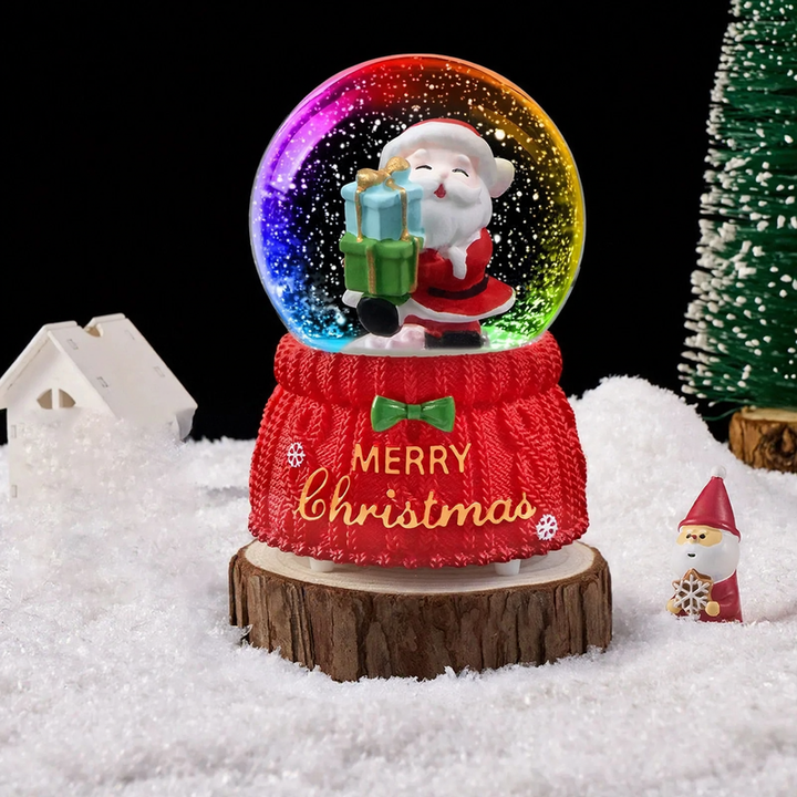 Weihnachtliche Schneekugel mit Licht und Musik