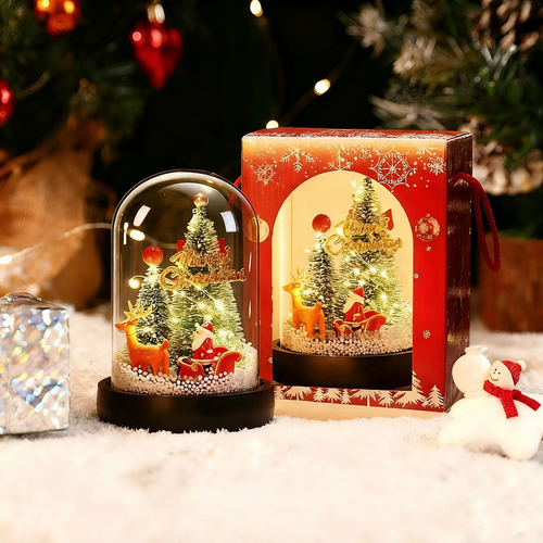 Dekorative Spieluhr mit Weihnachtsbaum und LED-Licht