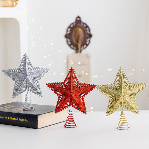 Weihnachtsbaum-Spitze Stern, Kunststoff mit Glitzer