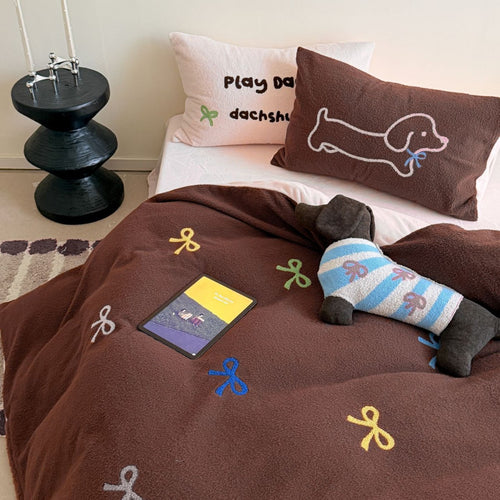 Milchfleece-Bettwäsche-Set, Cartoon-Design, Winter