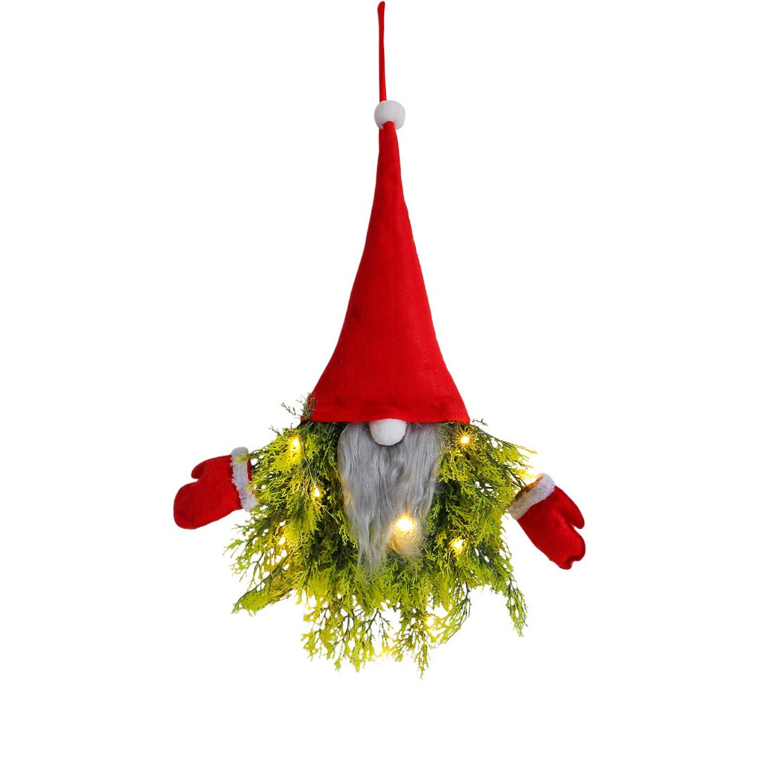 Kreativer Weihnachtskranz mit Wichtel-Motiv und Beleuchtung