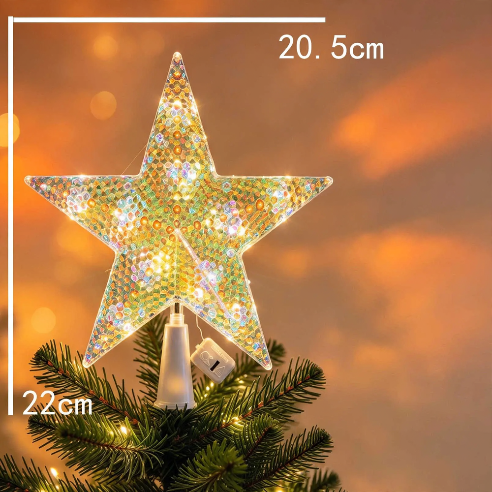 Beleuchteter Weihnachtsbaum-Spitzenstern aus PVC