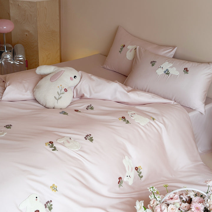 Satin-Bettwäsche-Set aus 100S Langstapel-Baumwolle, bestickt