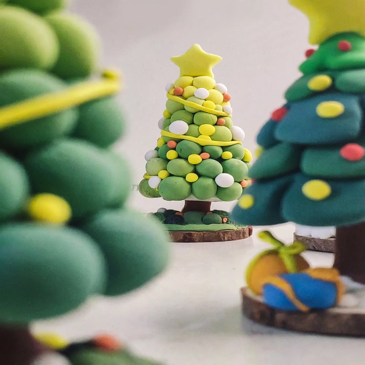 DIY-Weihnachtsbaum-Bastelset aus Modelliermasse