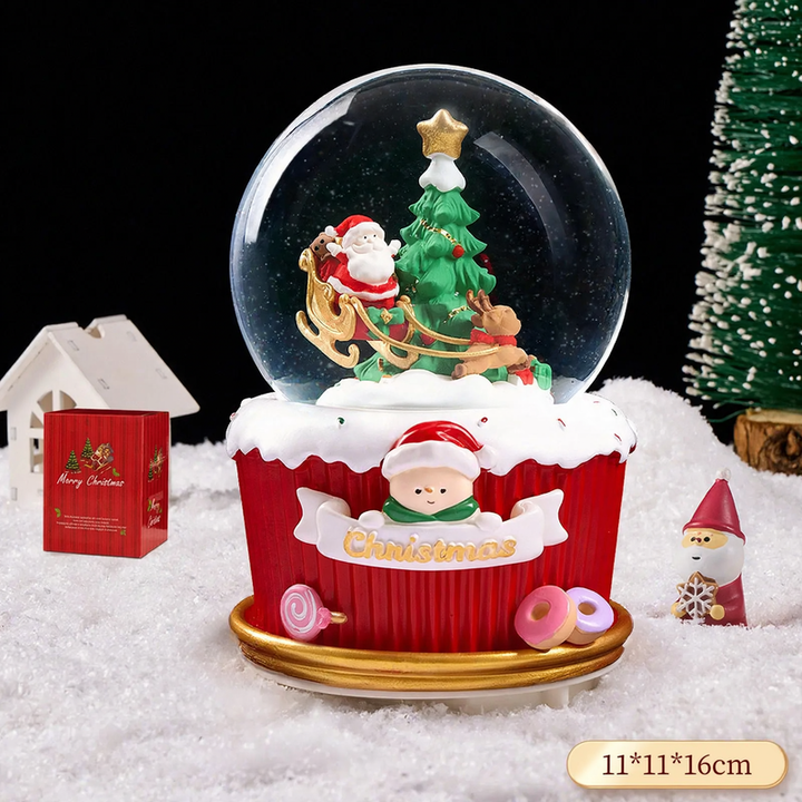Weihnachtliche Schneekugel mit Spieluhr und Kutschen-Design
