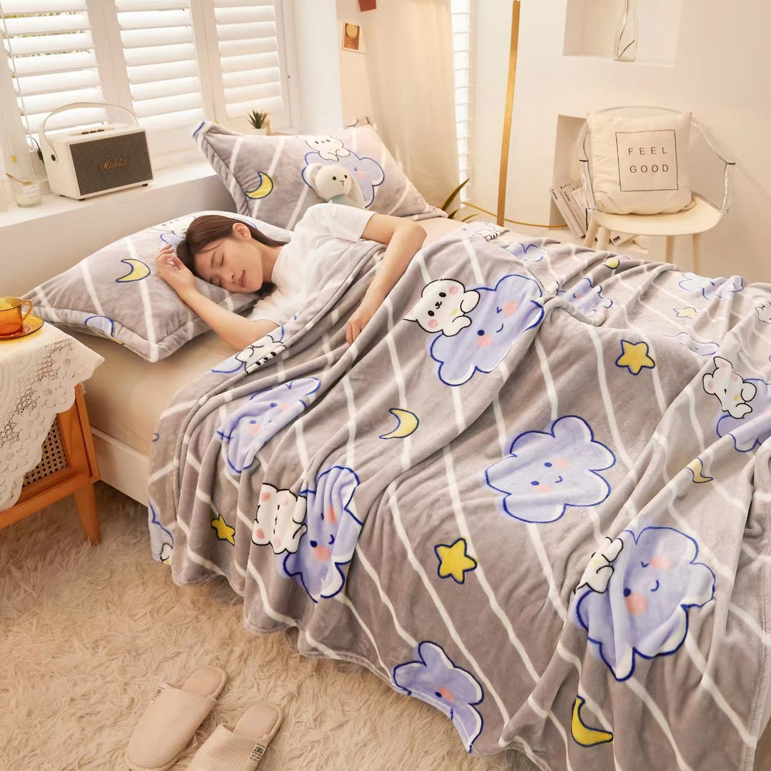 Kuscheldecke aus Milchfaser, Cartoon-Muster