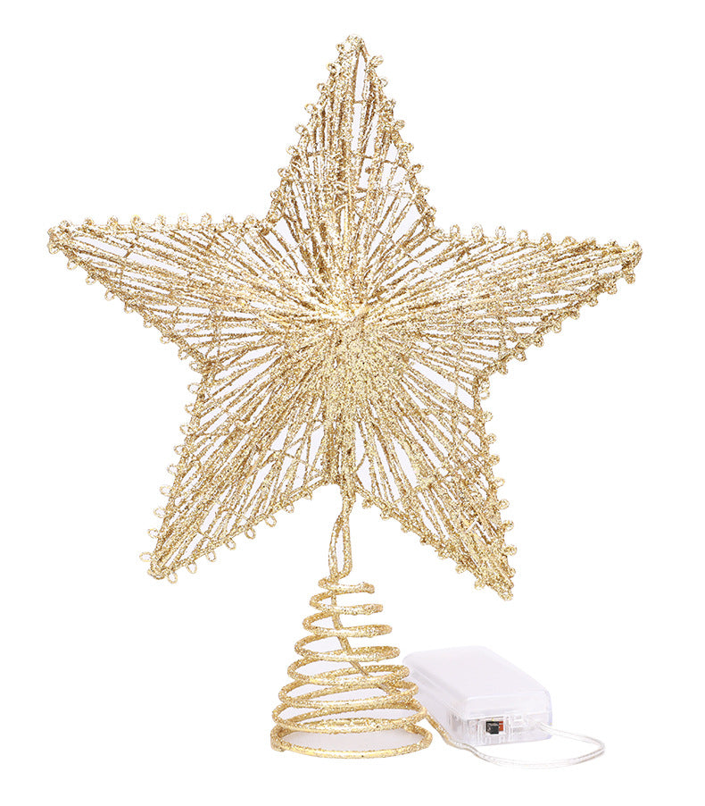 Weihnachtsbaum-Spitzenstern aus Eisen, mit Beleuchtung