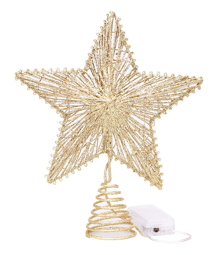 Weihnachtsbaum-Spitzenstern aus Eisen, mit Beleuchtung
