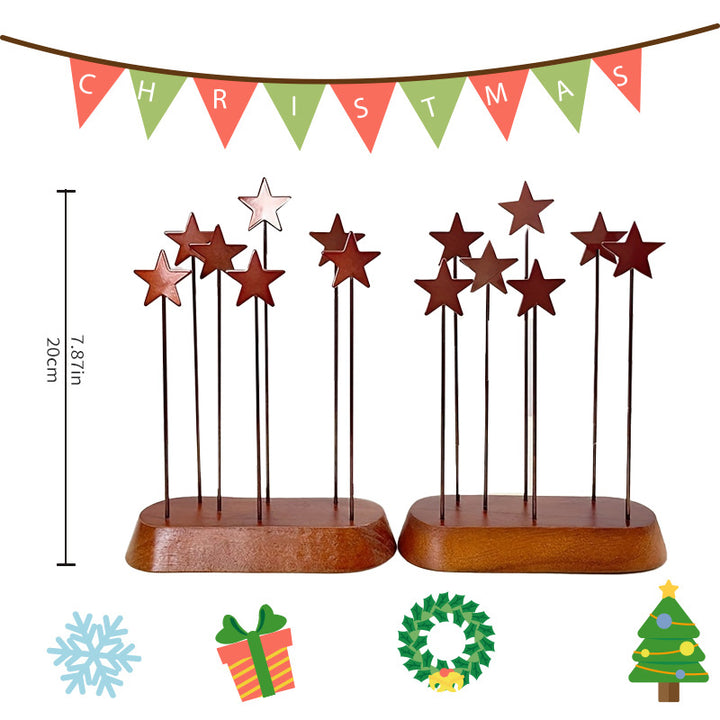 Weihnachts-Deko-Set, Metallsterne und Holzpflanzen