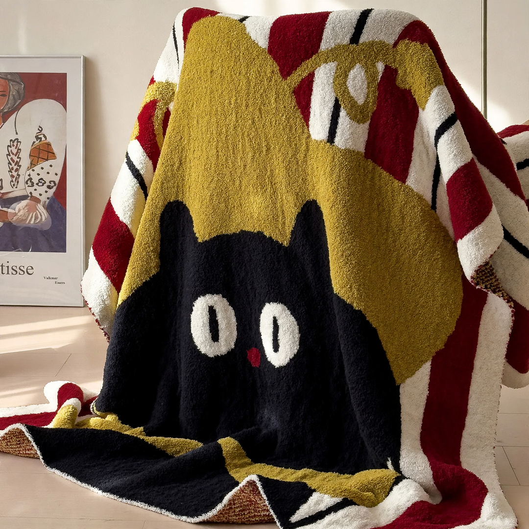 Flauschige Wolldecke mit Cartoon-Motiven