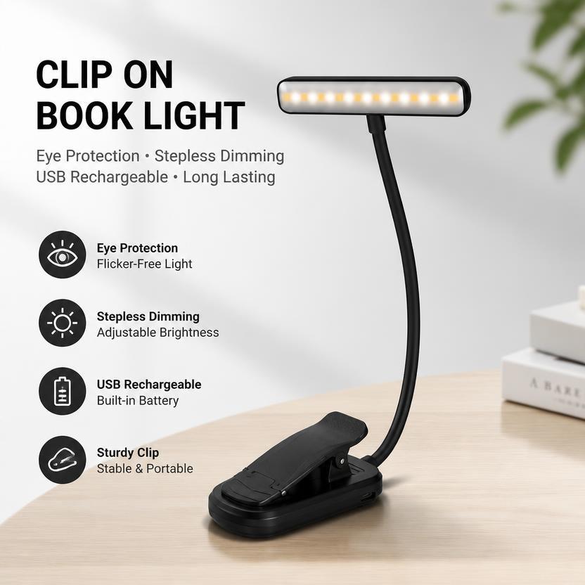 LED-Klemmleuchte, 19 LEDs, USB-C