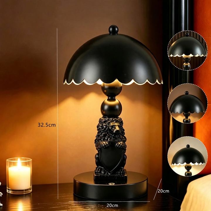 Schwarze Löwen-Pilz-Lampe mit Farbwechsel