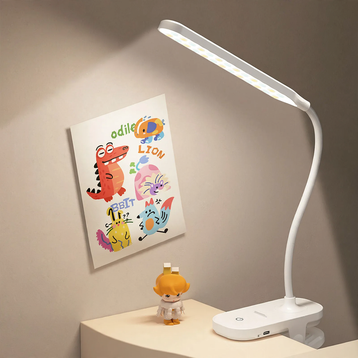 LED-Klemmlampe mit Uhr für Schreibtisch und Studium