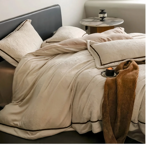 Milchfleece-Bettwäsche-Set, 230g, mit Reliefmuster