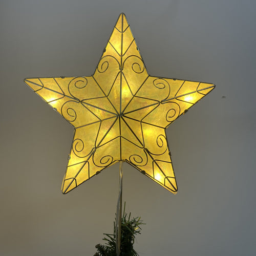 Goldene 3D-Weihnachtsbaumspitze, Stern-Design, Metall