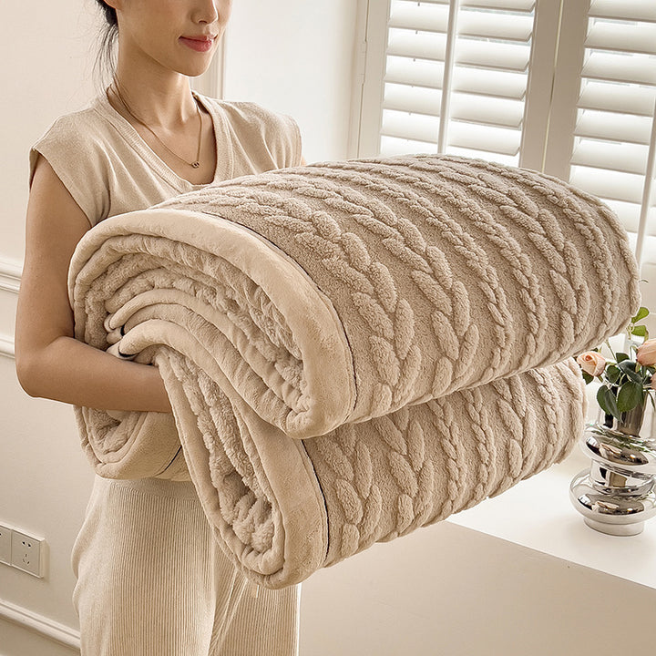 Milchfaser-Fleece Wohndecke mit Ähren-Muster, verschiedene Größen