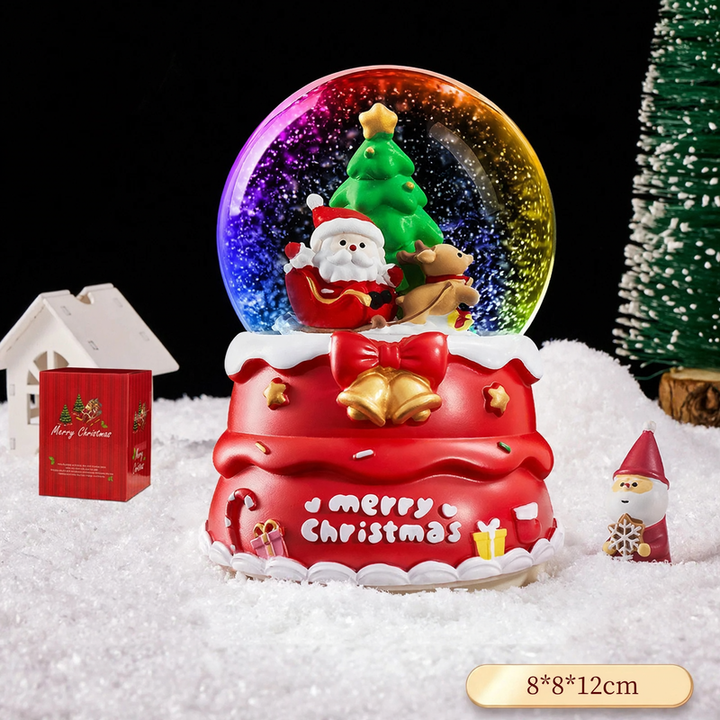 Weihnachtliche Schneekugel mit Spieluhr und Kutschen-Design