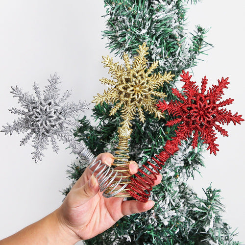 Weihnachtsbaumspitze Stern mit Glitzer-Schneeflocken-Design
