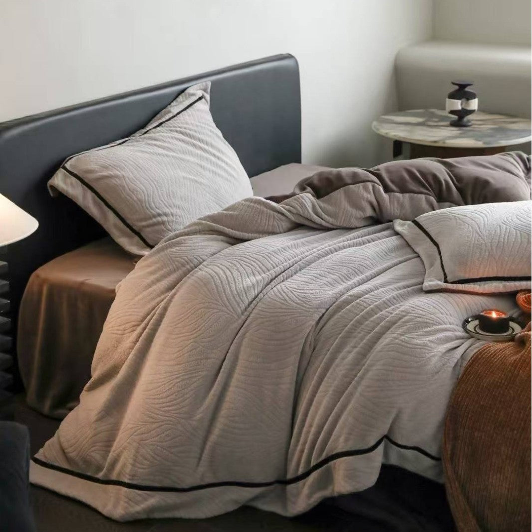 Milchfleece-Bettwäsche-Set, 230g, mit Reliefmuster