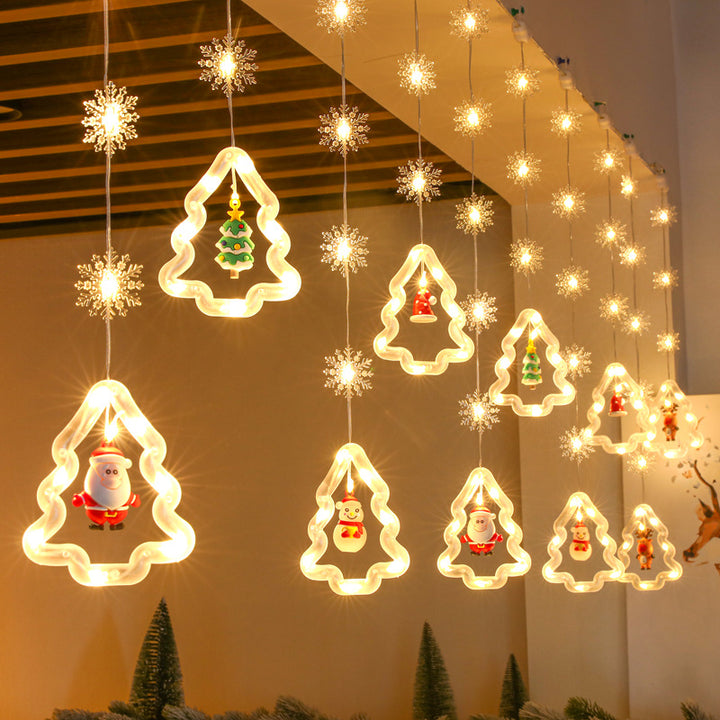 LED-Lichtervorhang mit weihnachtlichen Motiven