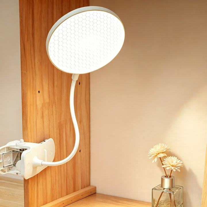 Wiederaufladbare LED-Klemmleuchte für Studium und Lesen