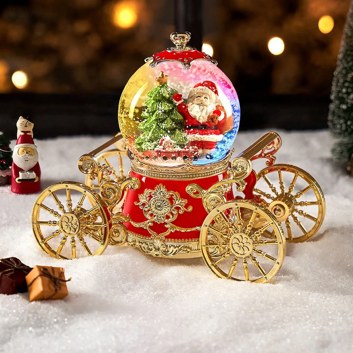Weihnachtliche Schneekugel mit Spieluhr und Kutschen-Design