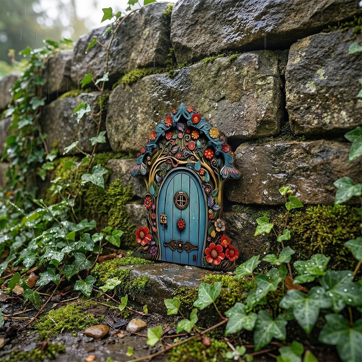 Dekorative Miniatur-Feentür aus Holz für Pflanzen und Gärten