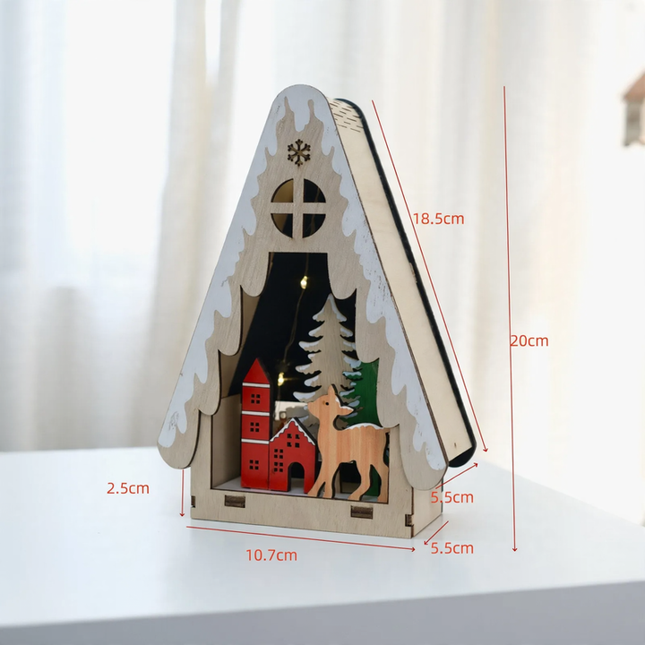 Beleuchtete Weihnachtsdekoration aus Holz