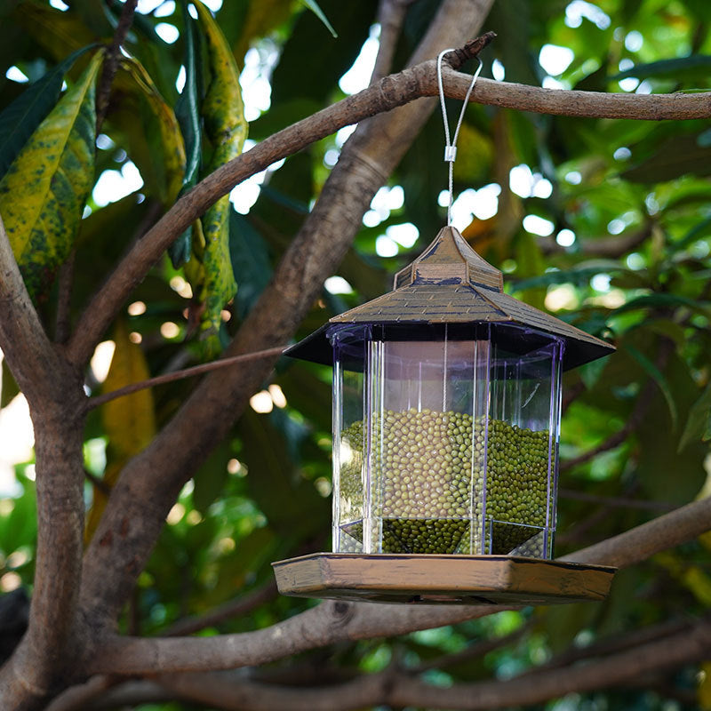 Hängender Vogelfutterspender in Hausform