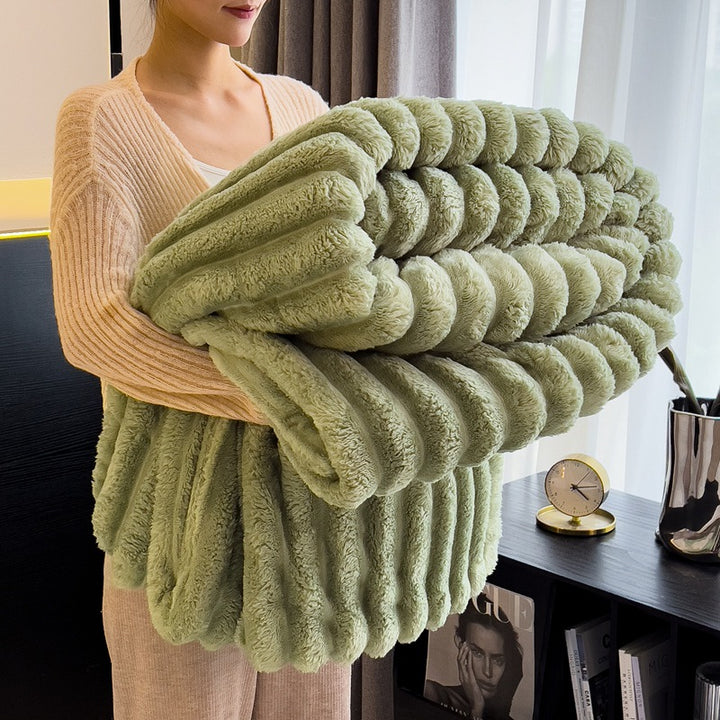 Kaninchenfell-Fleece-Wolldecke, Polyester, 300–500 g