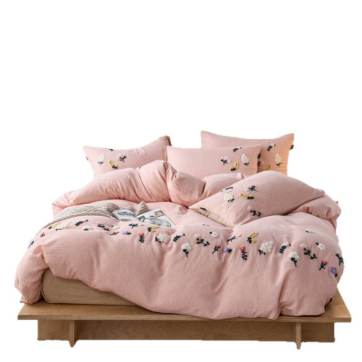Tencel-Baumwoll-Bettwäsche mit Blumenstickerei