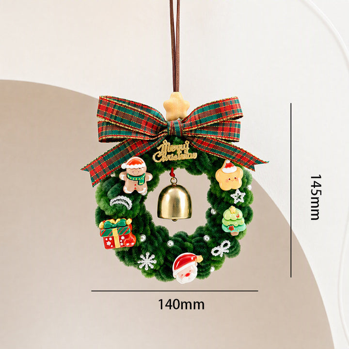 Handgefertir Weihnachtskranz-Anhänger mit Glocken