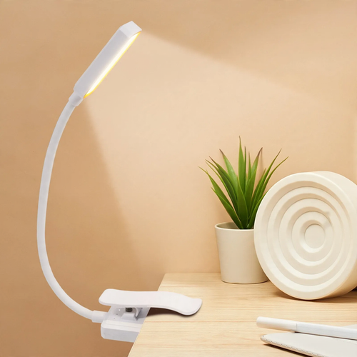 LED-Leselampe mit Clip, standfähig, wiederaufladbar