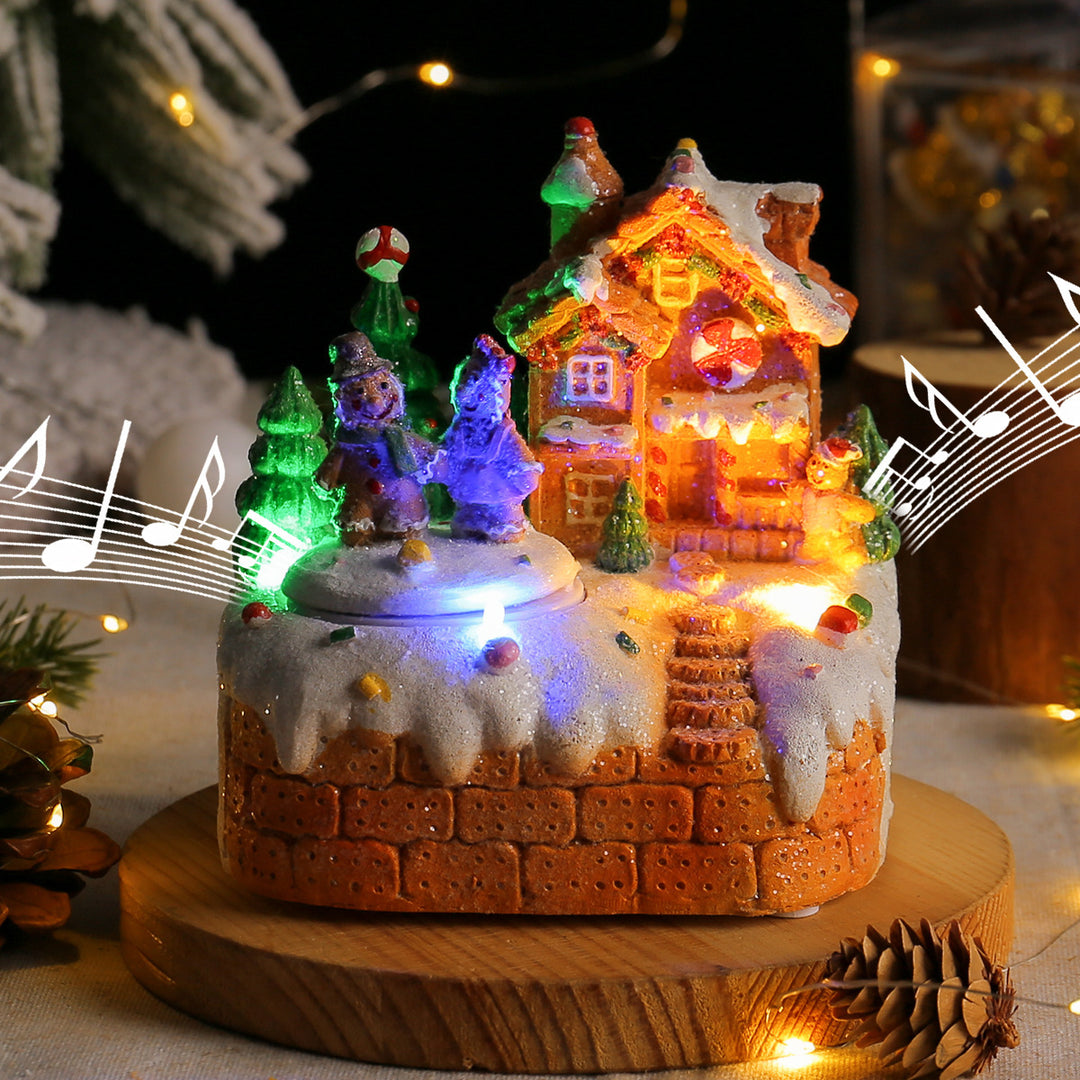 Miniatur-Spieluhr mit Lebkuchenmann und LED-Beleuchtung