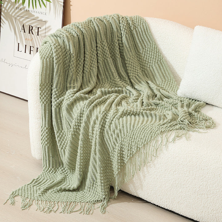 Nordische Strickdecke mit Fransen, Acryl, verschiedene Größen