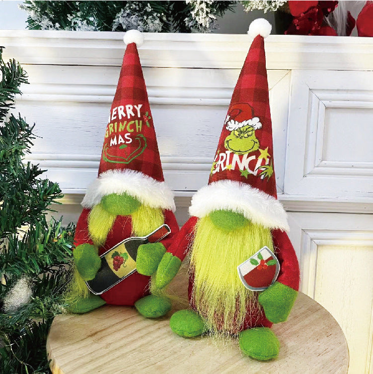 Weihnachts-Wichtelfigur im Grinch-Stil