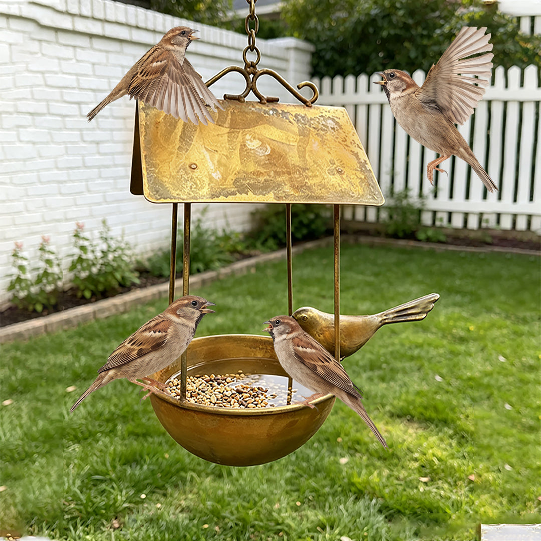 Vogelhaus aus Eisen, hängend, Rost-Optik