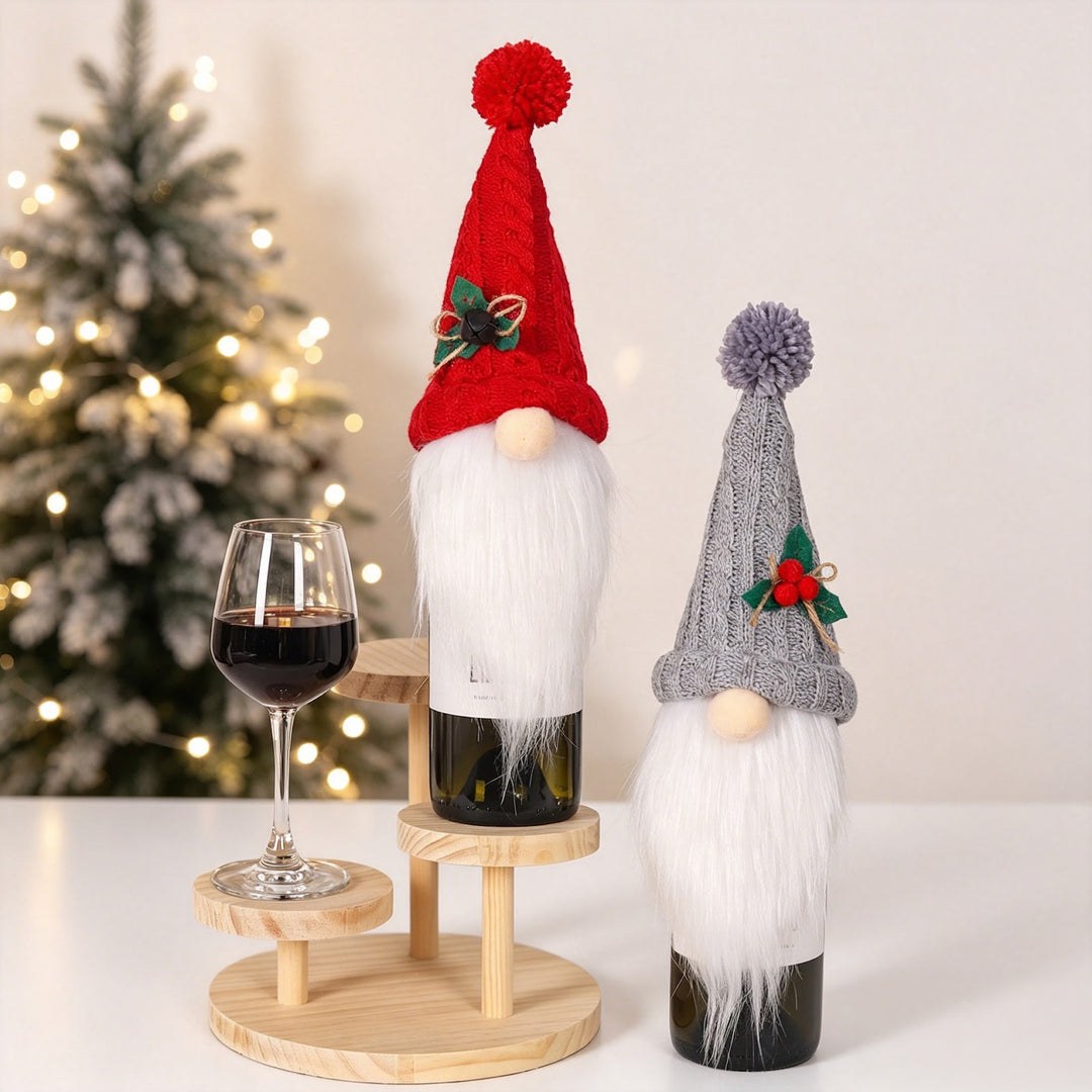 Weihnachtliche Flaschenhülle mit Wichtel-Design