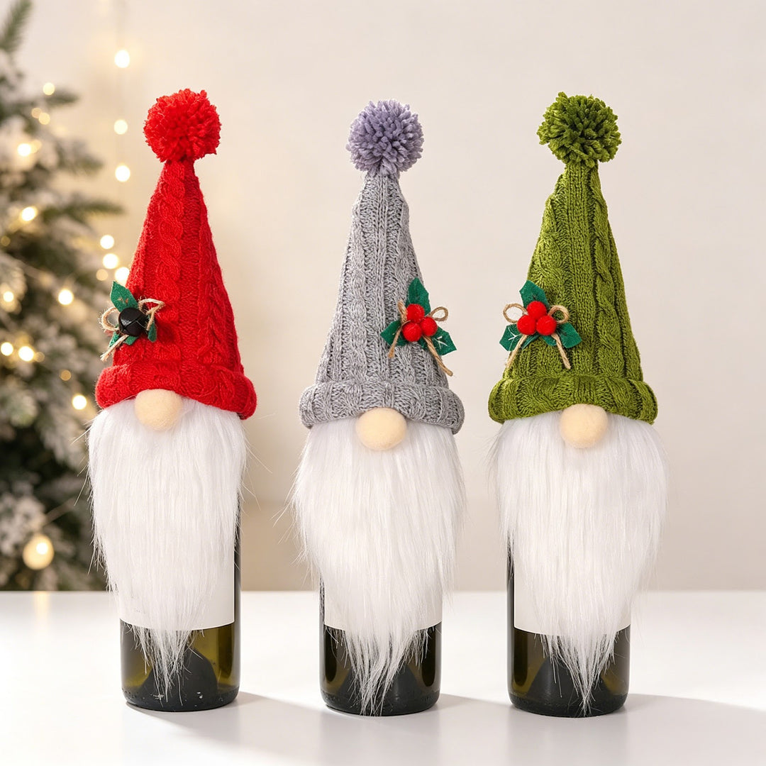 Weihnachtliche Flaschenhülle mit Wichtel-Design