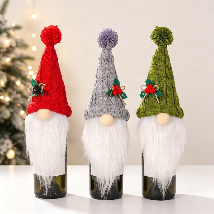 Weihnachtliche Flaschenhülle mit Wichtel-Design