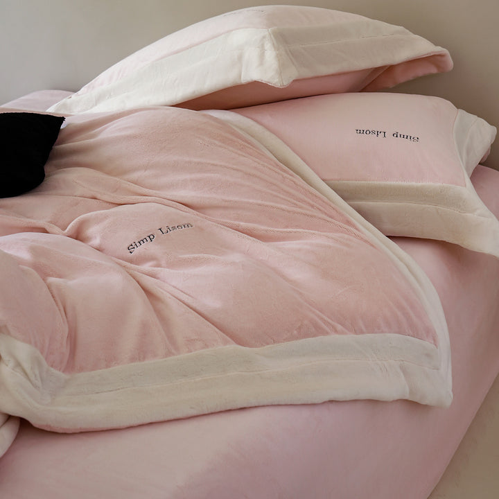 Milchfaser-Bettwäsche-Set, Fleece, Winter, einfarbig