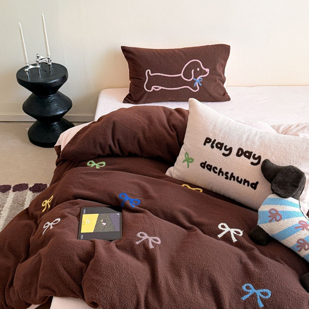 Milchfleece-Bettwäsche-Set, Cartoon-Design, Winter