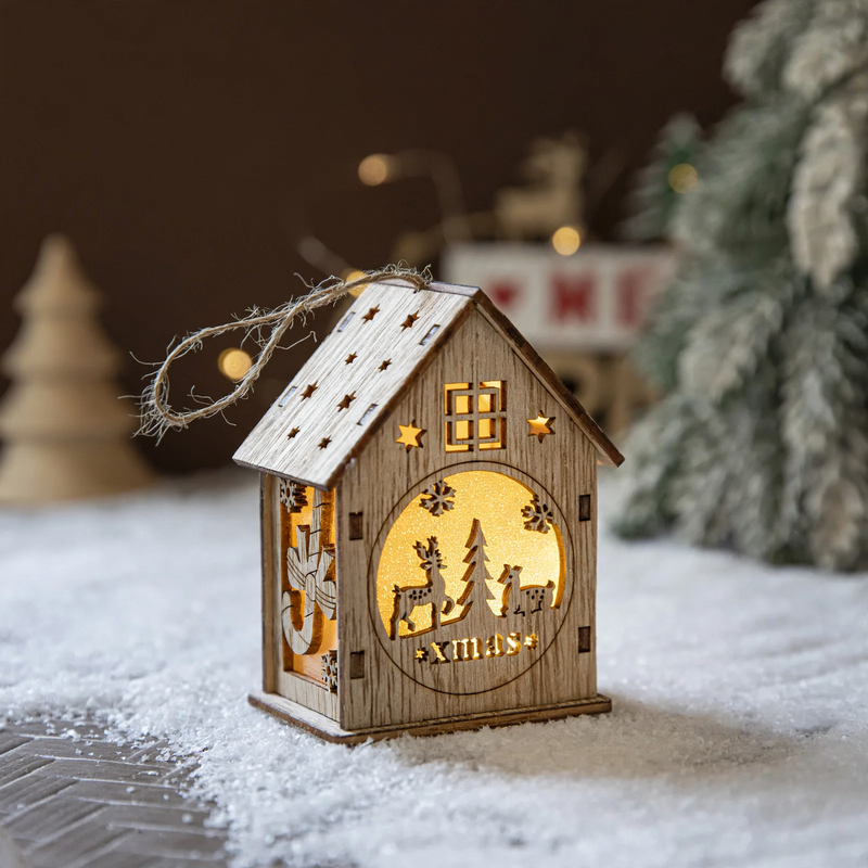 Dekorative LED-Holzhütte für weihnachtliche Atmosphäre