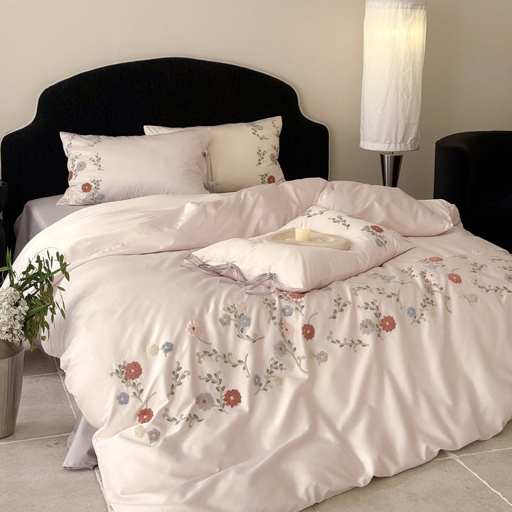 Satin-Bettwäsche-Set, 100er Baumwolle, bestickt