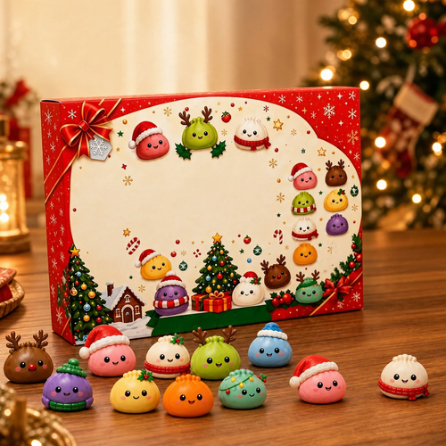 Weihnachts-Adventskalender mit 24 Anti-Stress-Figuren