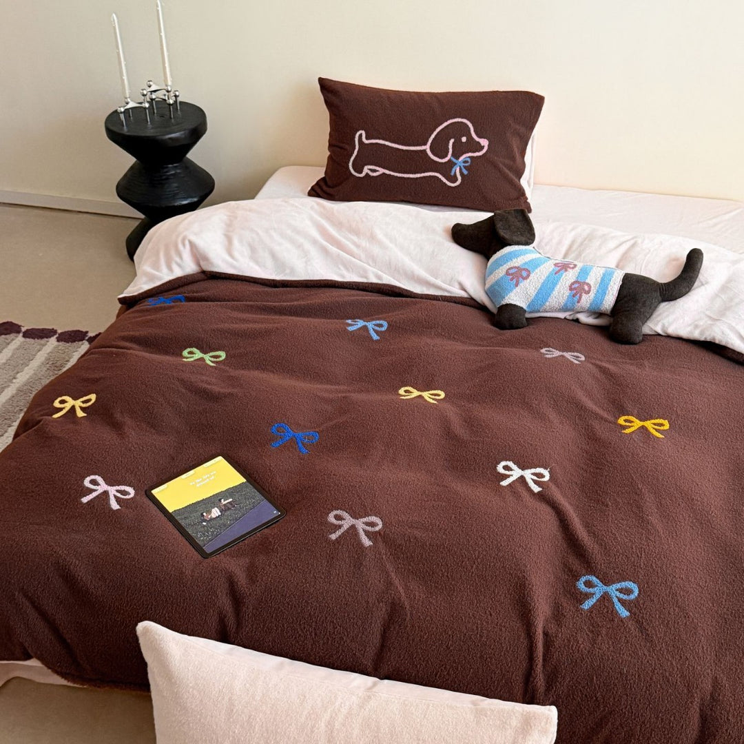 Milchfleece-Bettwäsche-Set, Cartoon-Design, Winter