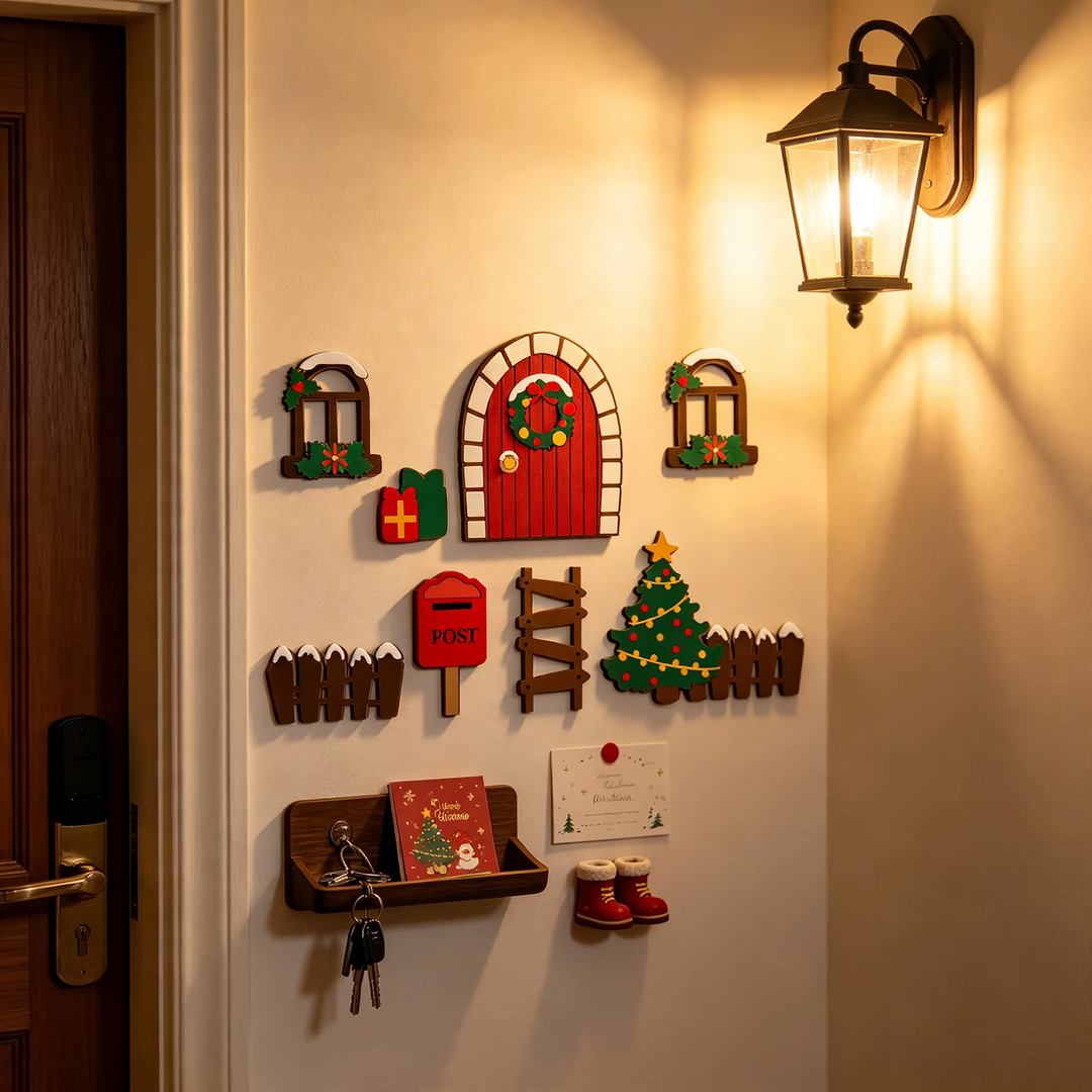 Dekorative Mini-Elfen-Tür aus Holz für weihnachtliches Ambiente